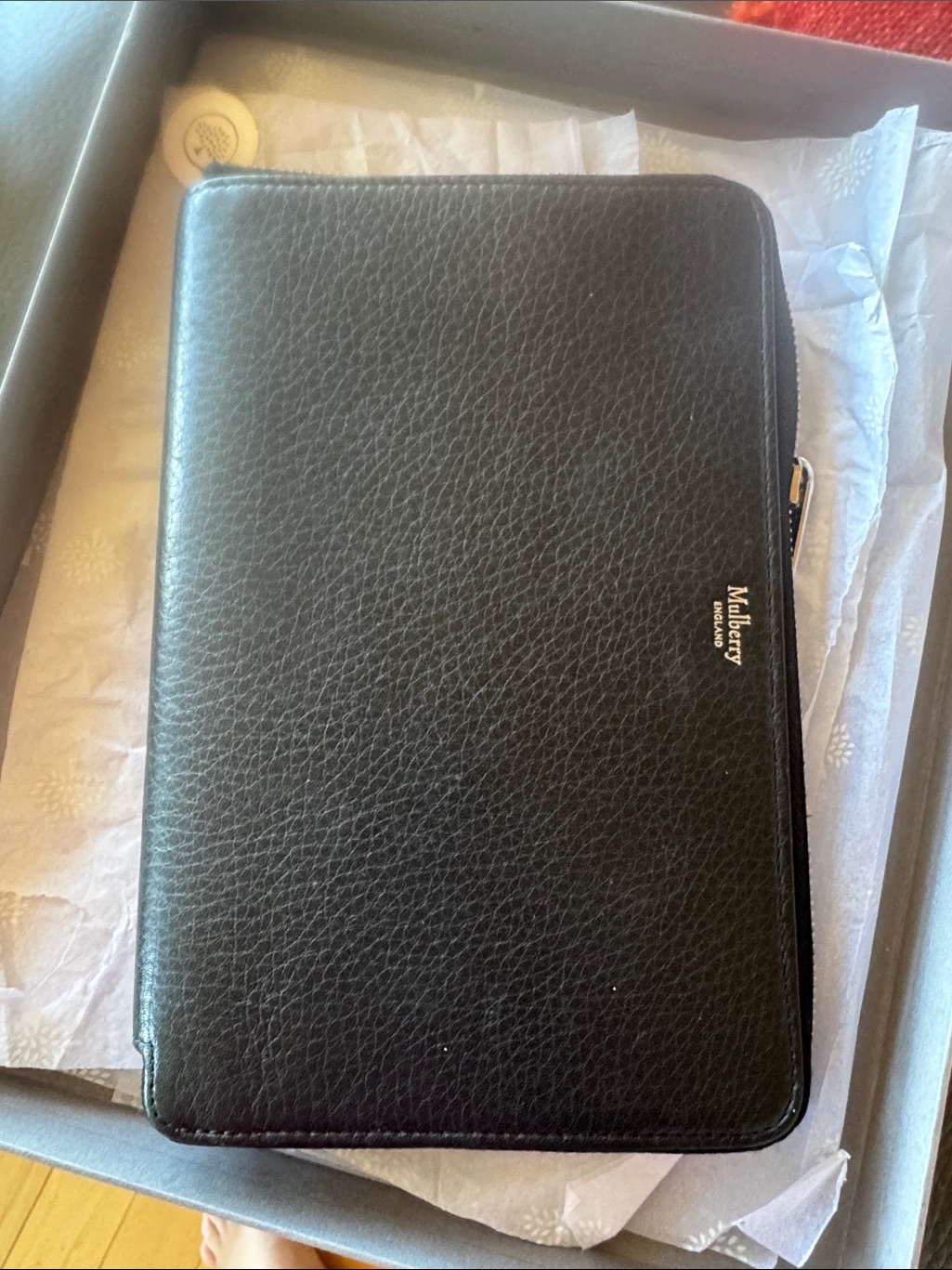 Mulberry Black Pebbled Leather Zip Folio